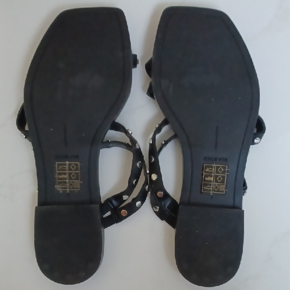 Dolce Vita Black Strappy Sandals with Silver Studs, Size 8 - Picture 7 of 11